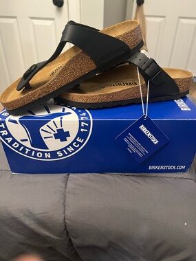 Birkenstock Black Gizeh Cork Footbed Thong Sandals